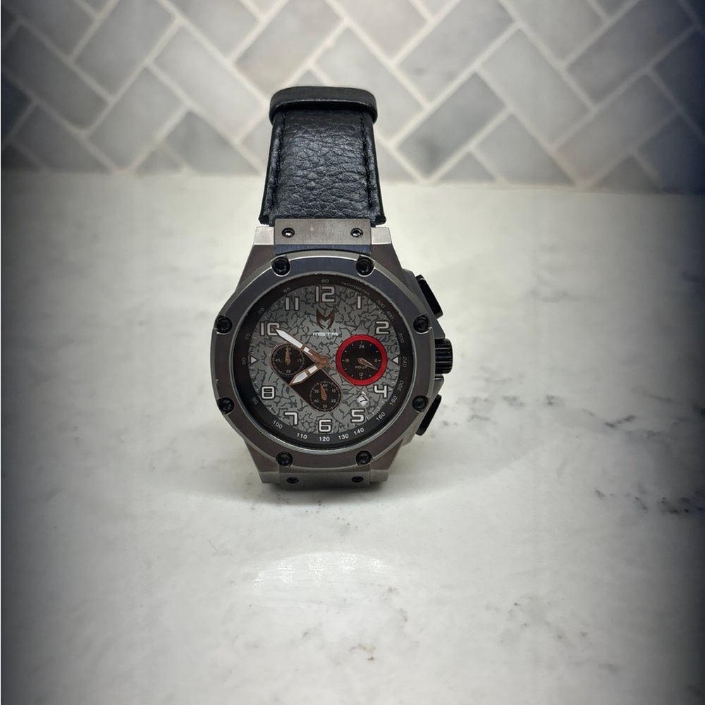 Meister Ambassador Watch Men Silver face leather band
